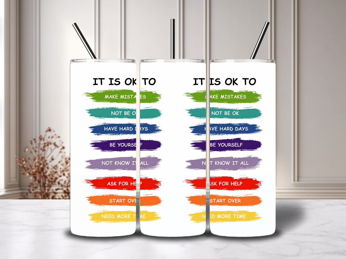 20oz Mental Health Tumblers with metal straw image 0