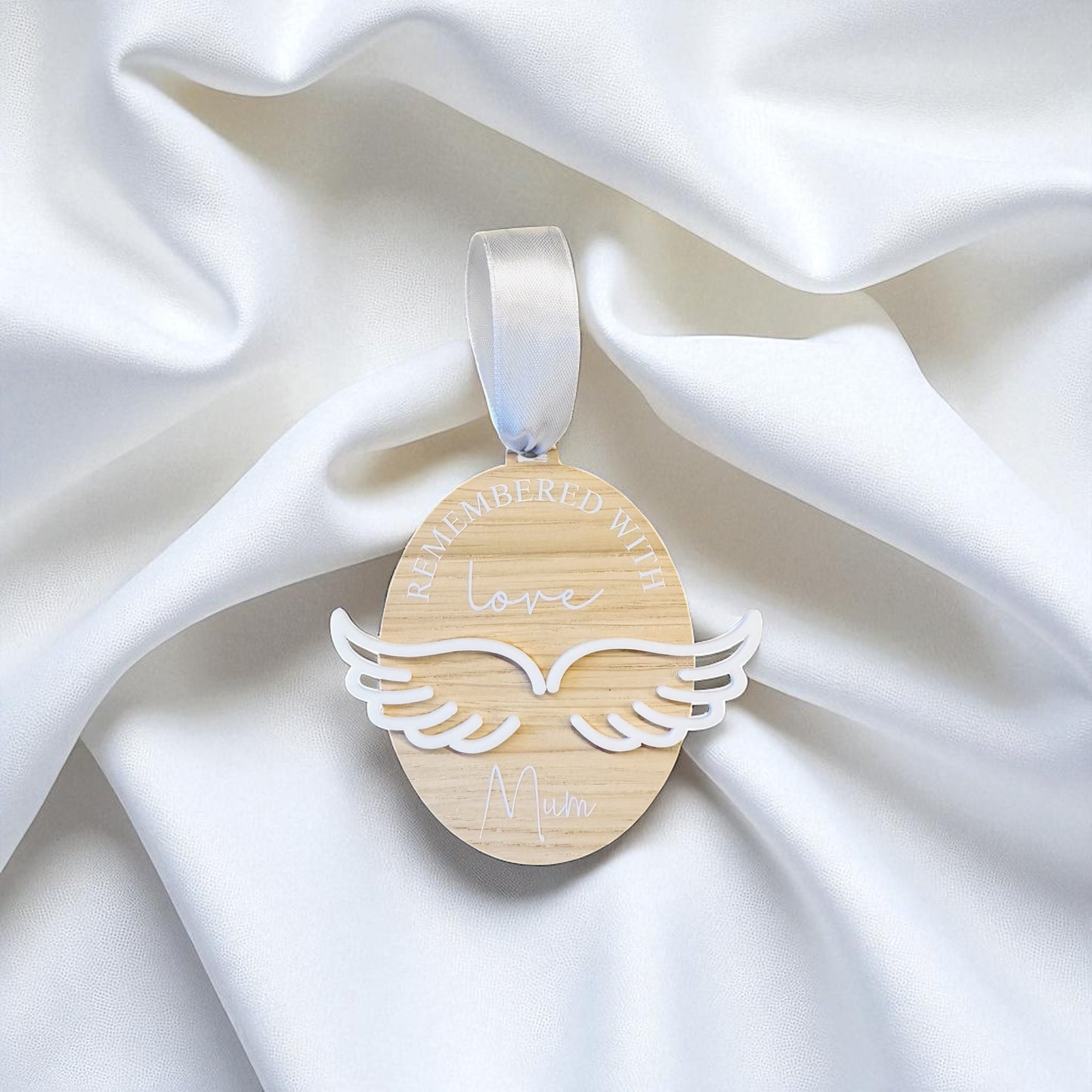 Oak Personalised Angel Wing Decoration