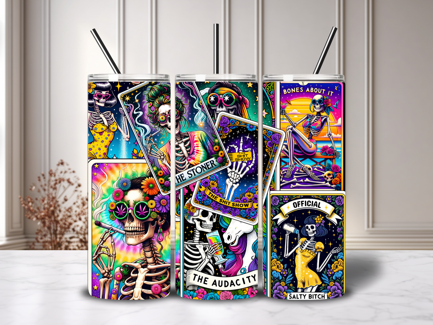 20oz Tarot Tumblers with metal straw image 0