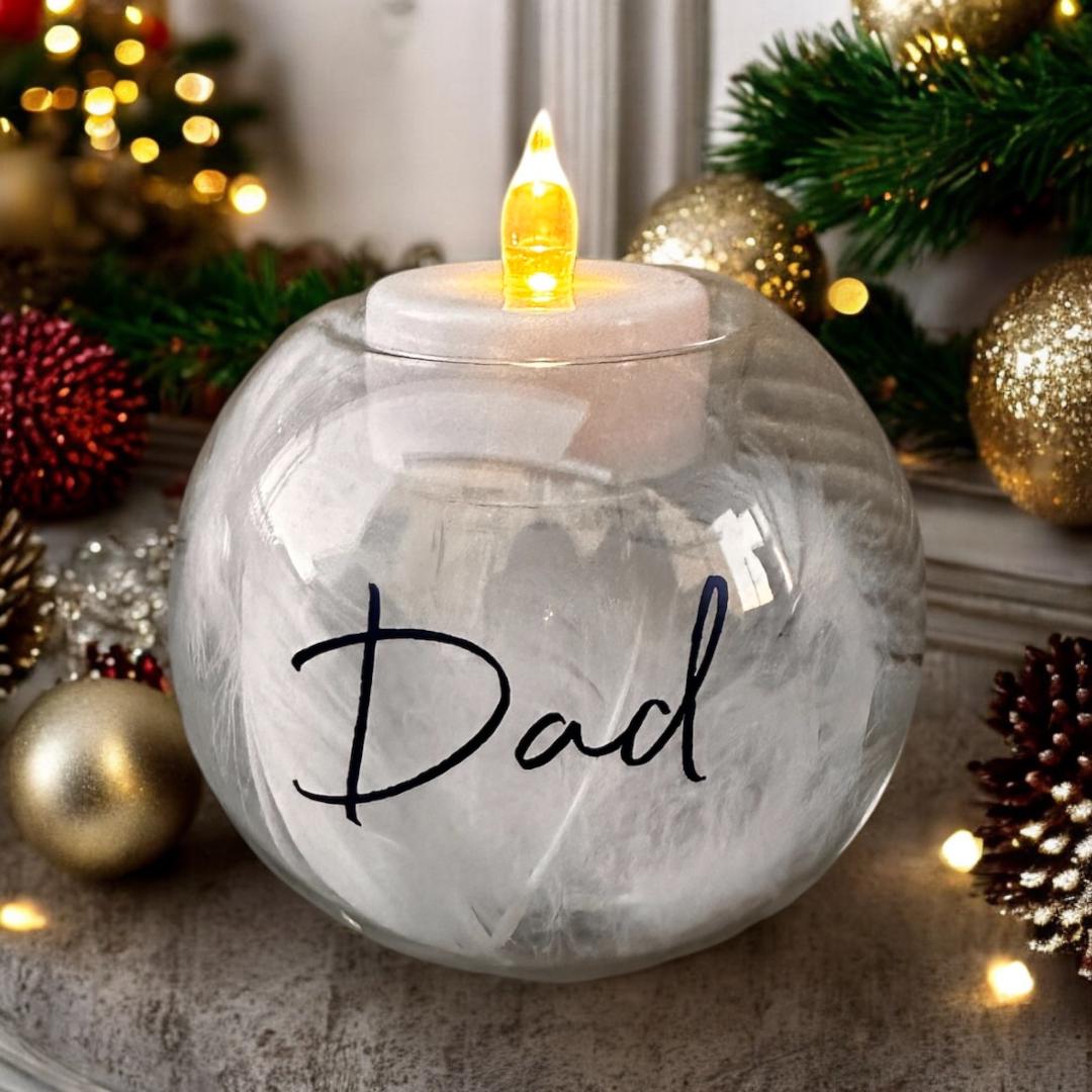 Glass Feather Tealight Holder image 2