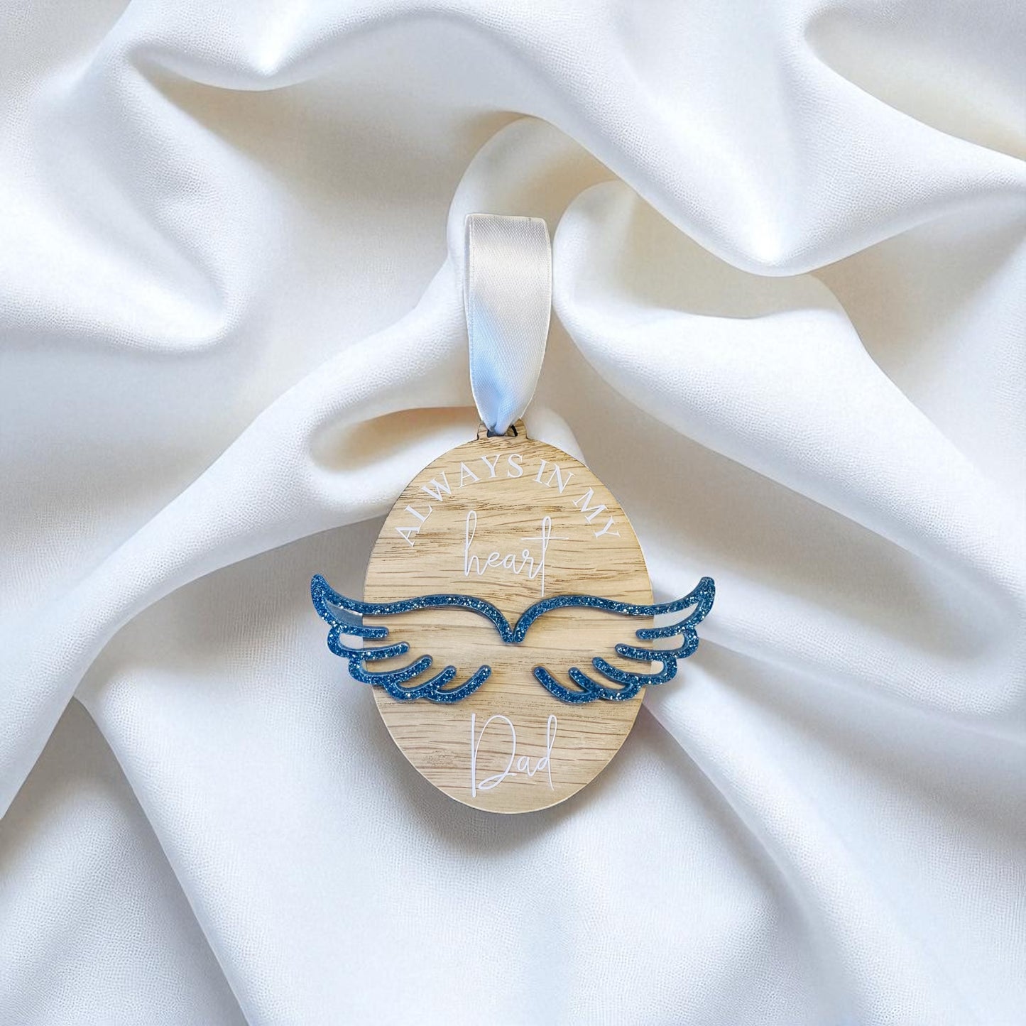 Oak Personalised Angel Wing Decoration