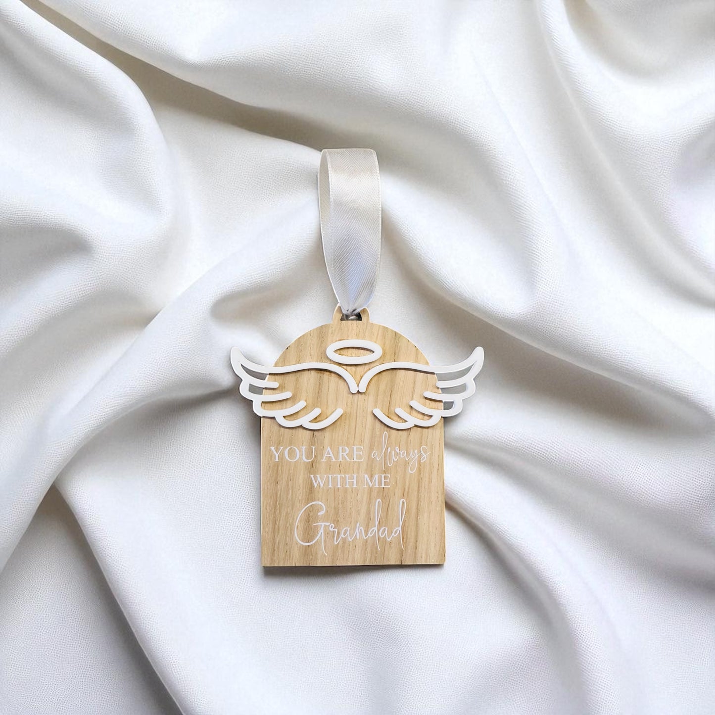 Oak Personalised Angel Wing Decoration