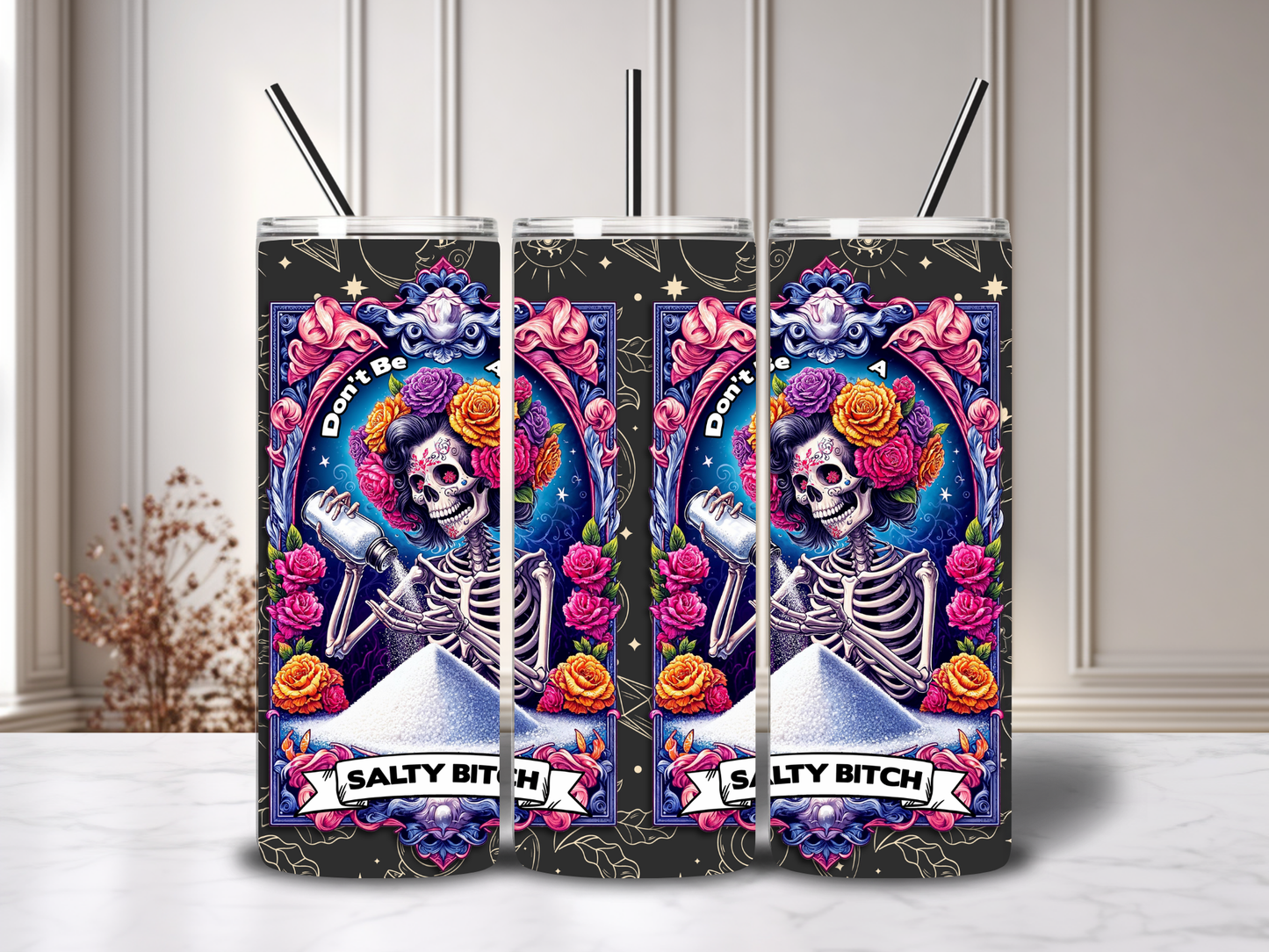 20oz Tarot Tumblers with metal straw image 3