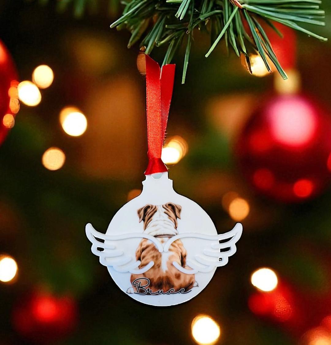 Angel Wing Dog Memorial Bauble