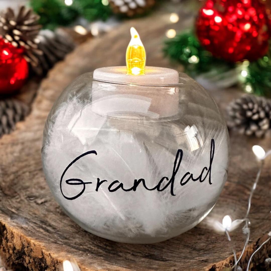 Glass Feather Tealight Holder image 1