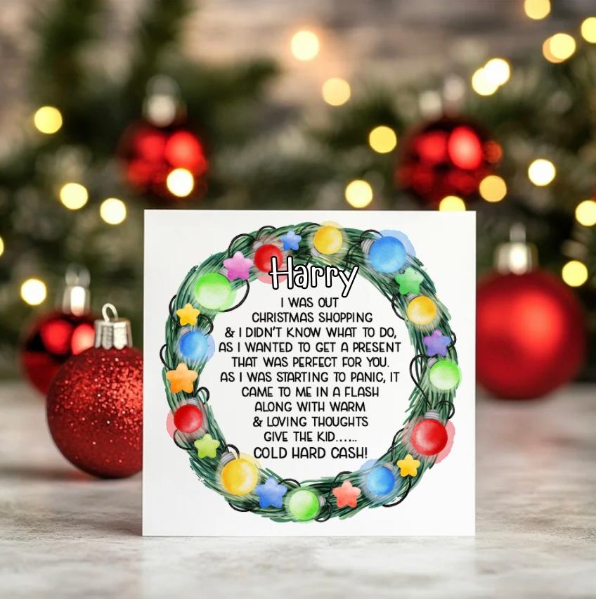 Personalised Cash Christmas Card