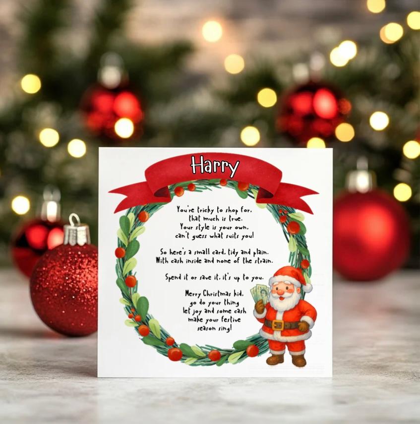Personalised Cash Christmas Card
