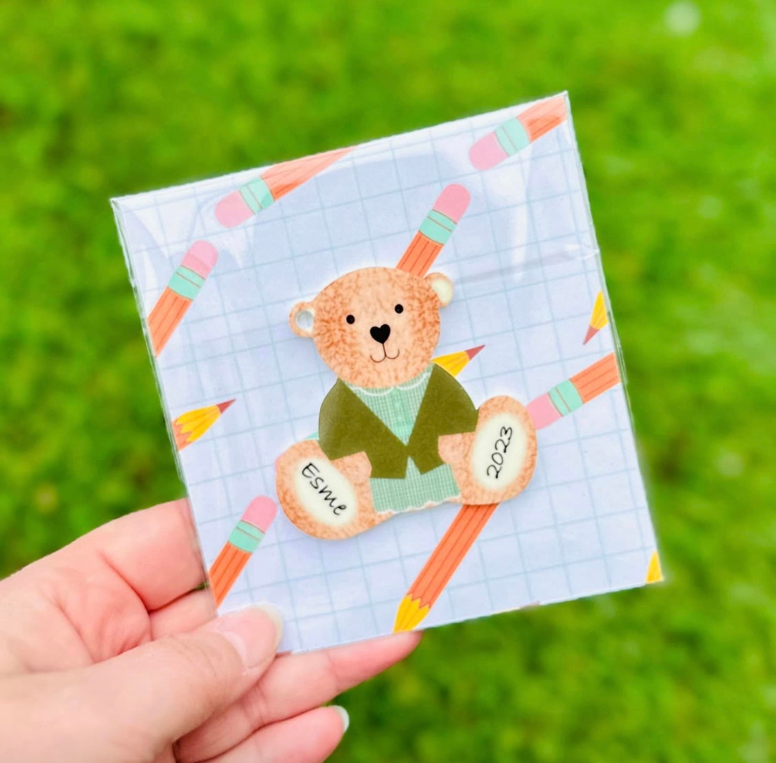 Personalised School Dress Bear Keyrings image 1