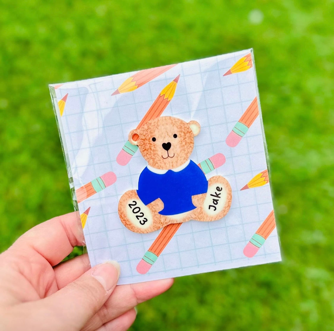 Personalised School Jumper Bear Keyrings image 1
