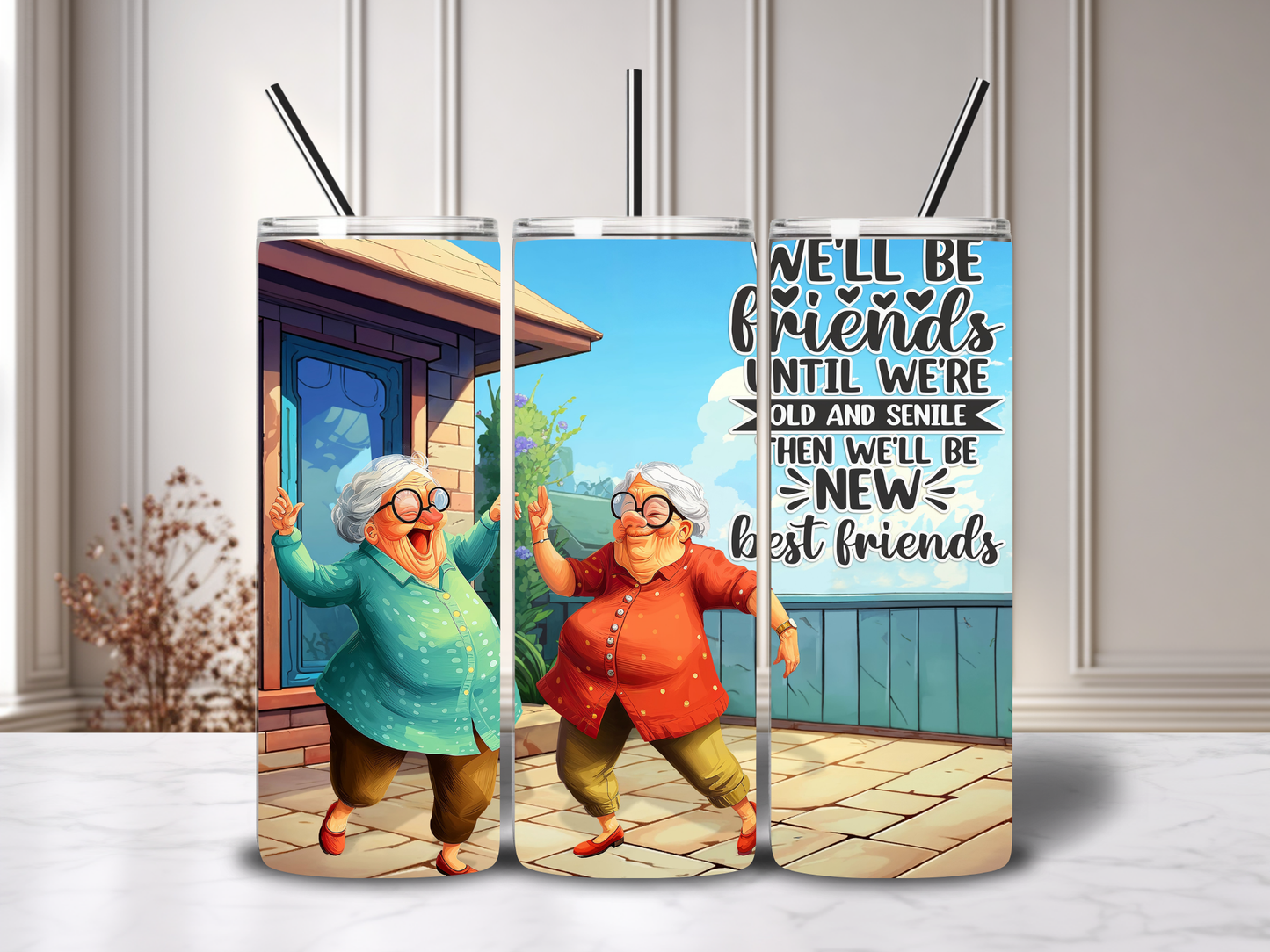20oz 'Senior Moment' Tumblers with metal straw image 5