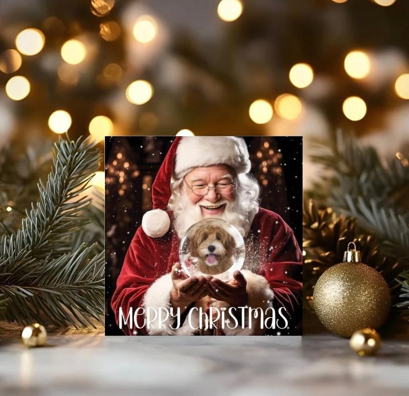 Santa Snow Globe Christmas Card - Photo required