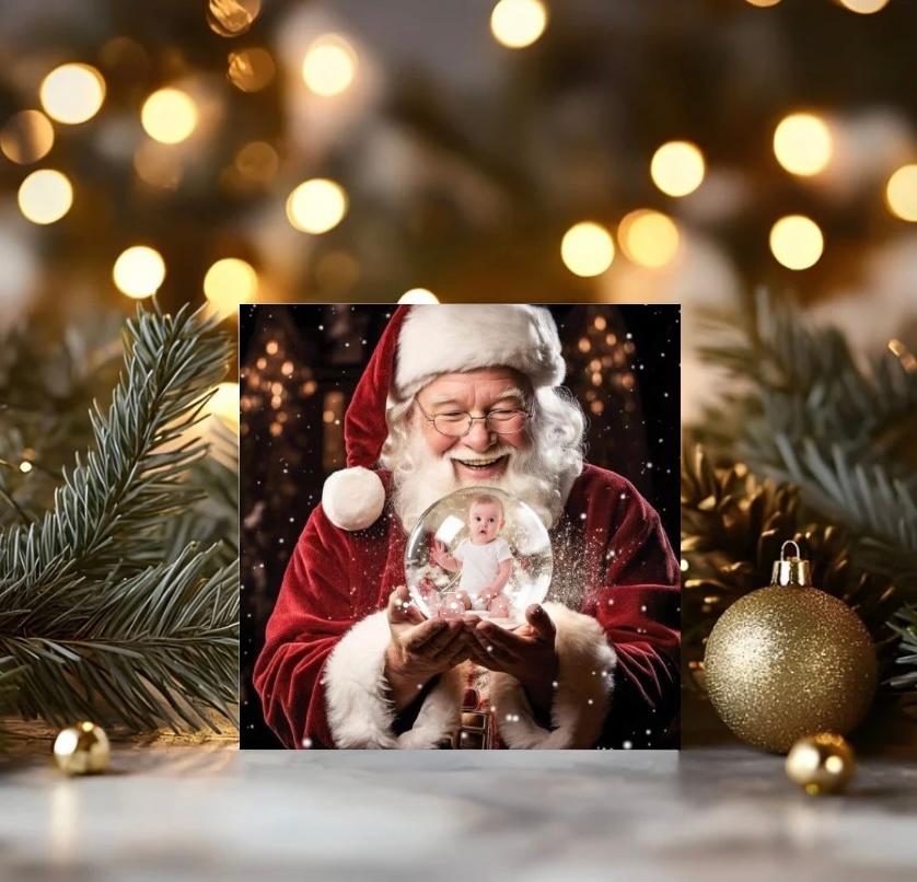 Santa Snow Globe Christmas Card - Photo required