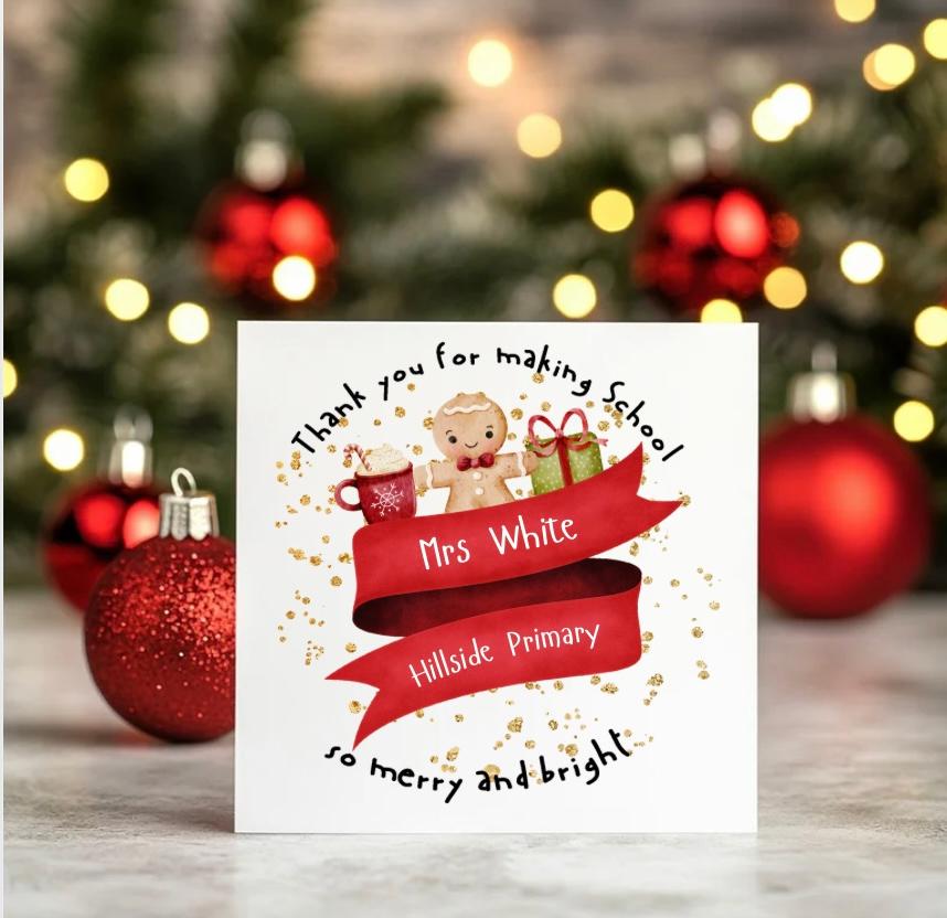Personalised Teacher Christmas Card
