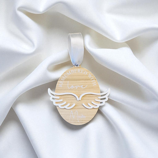 Oak Personalised Angel Wing Decoration