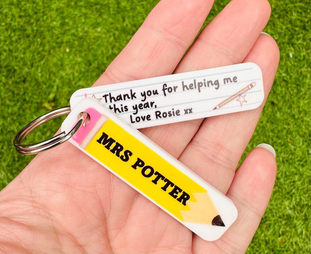 Personalised Teacher Pencil Fob Keyring image 1