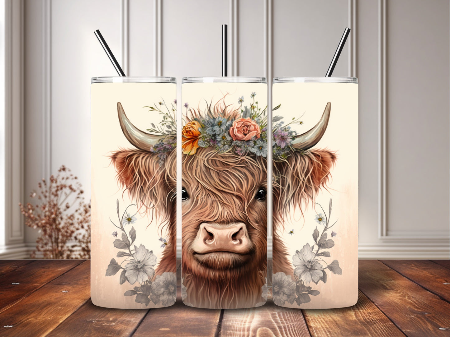 20oz  Animal Tumblers with metal straw image 2