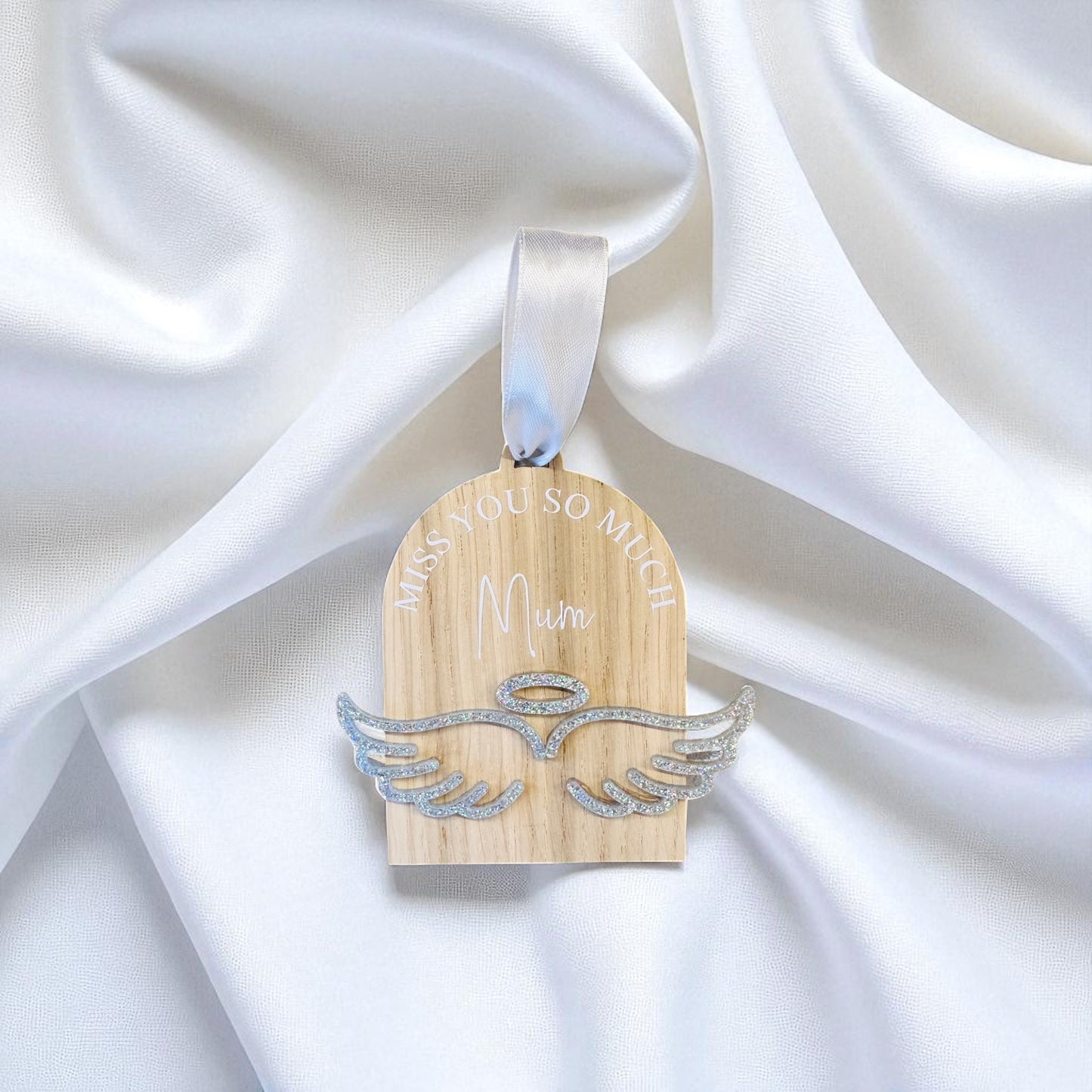 Oak Personalised Angel Wing Decoration