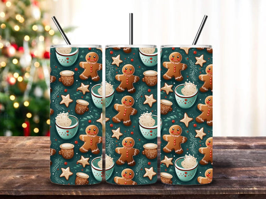 20oz Christmas Tumblers with metal straw image 0