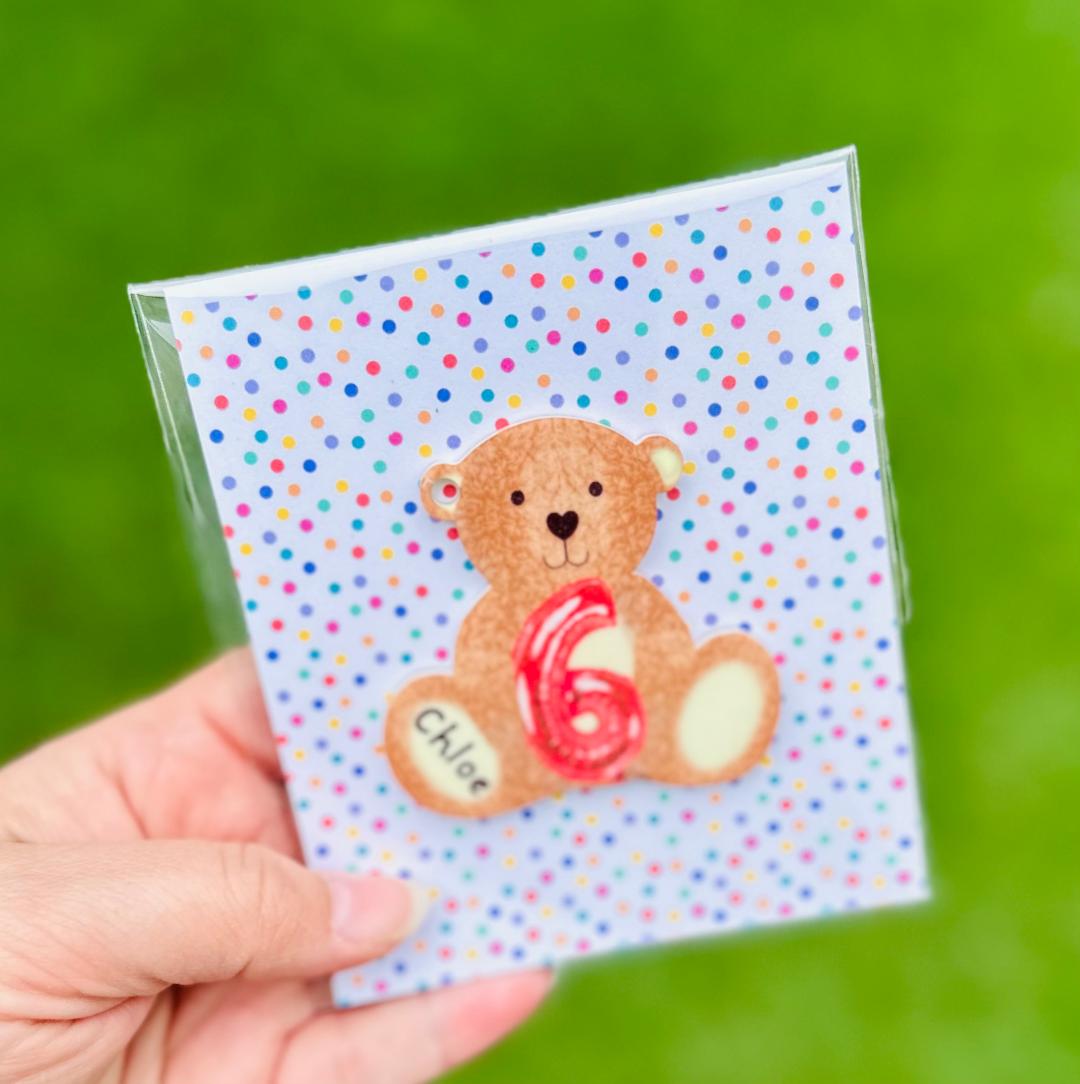 Birthday Balloon Bear Keyring image 2