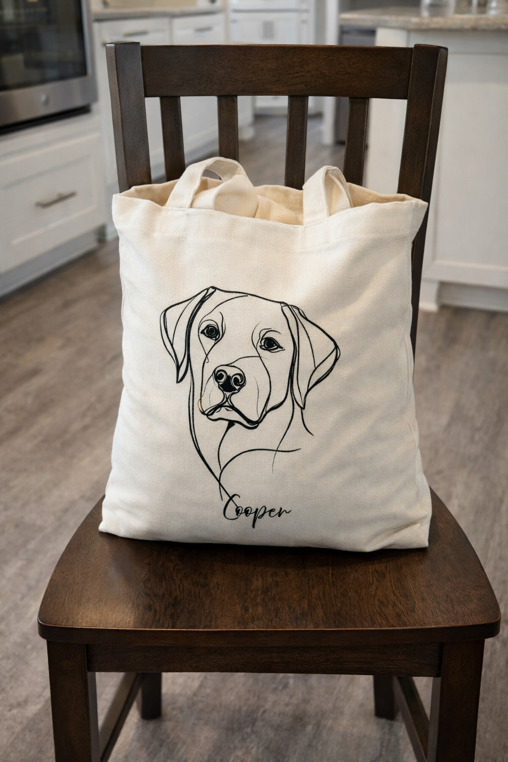 Line Art Dog Tote Bags