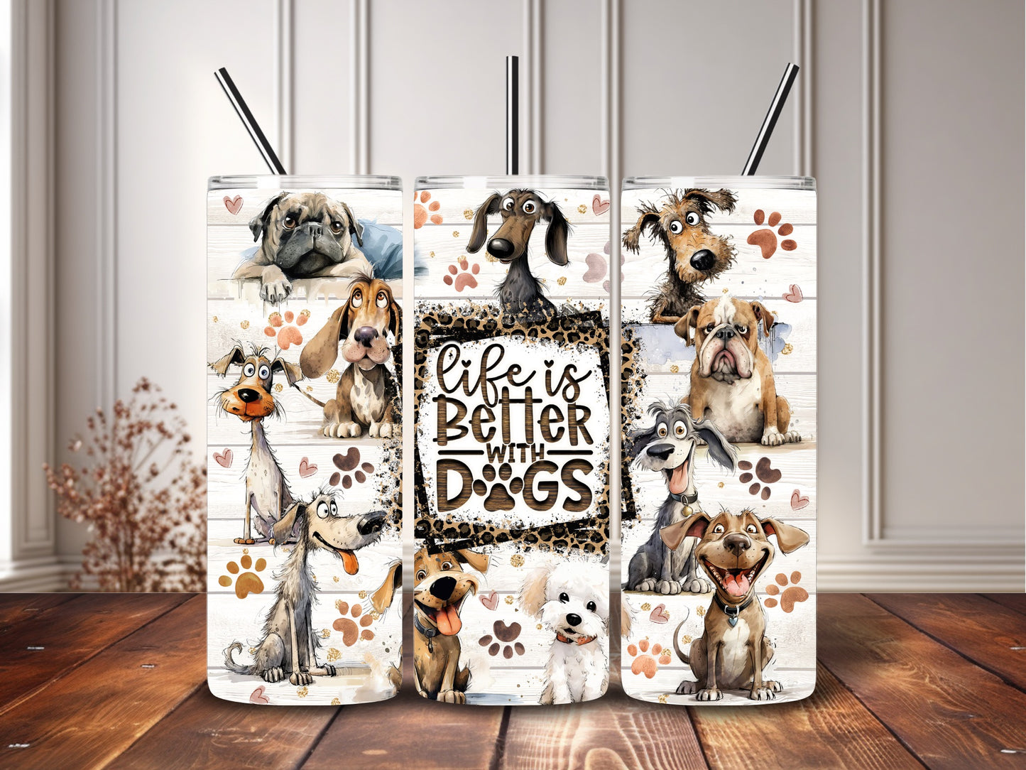 20oz  Animal Tumblers with metal straw image 3