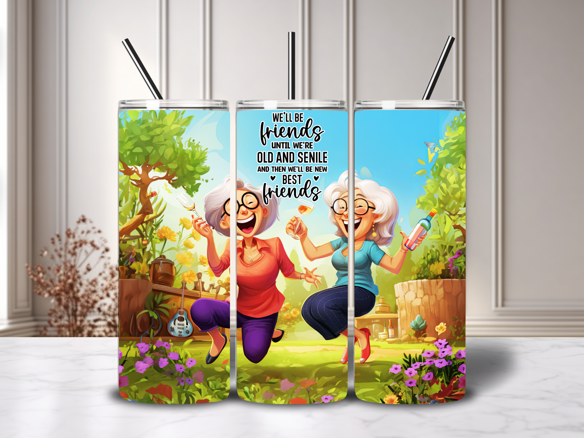 20oz 'Senior Moment' Tumblers with metal straw image 4