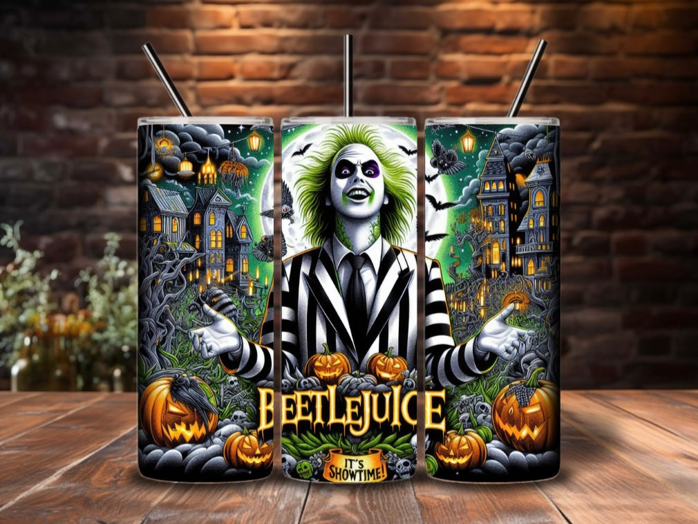 20oz Halloween Tumblers with metal straw image 2