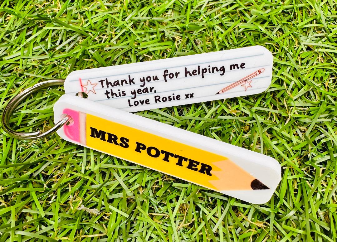Personalised Teacher Pencil Fob Keyring image 3