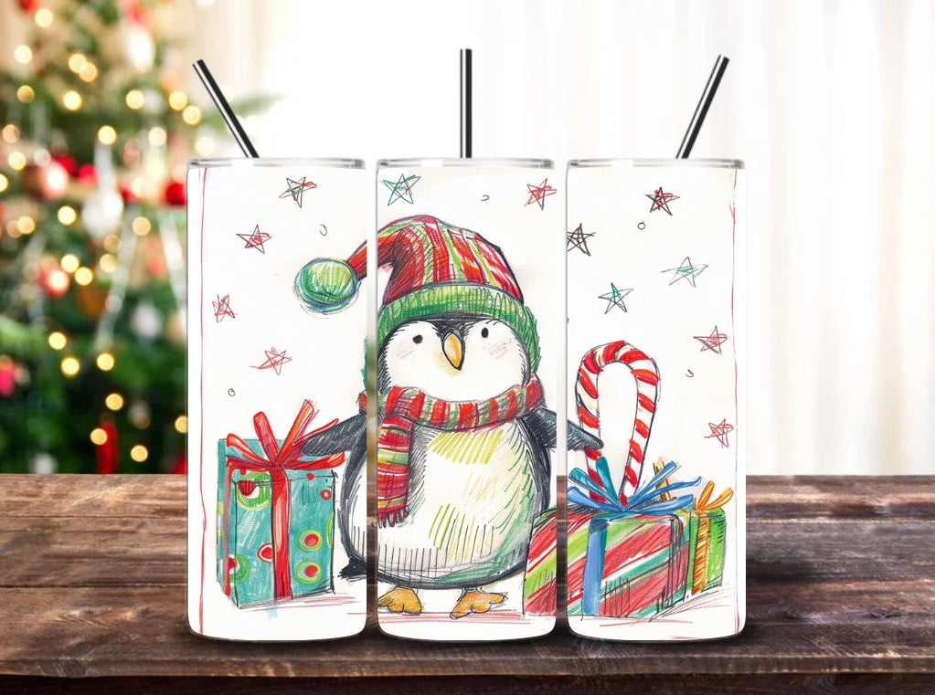 20oz Christmas Tumblers with metal straw image 9