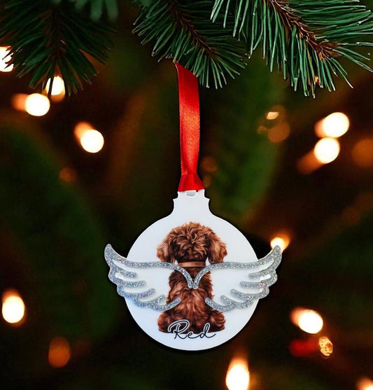 Angel Wing Dog Memorial Bauble
