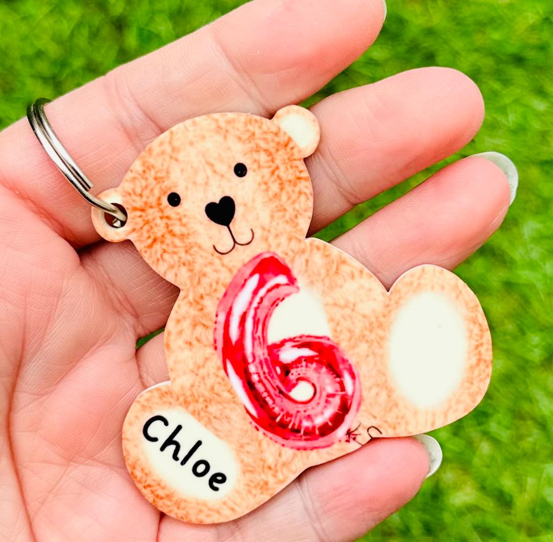 Birthday Balloon Bear Keyring image 0