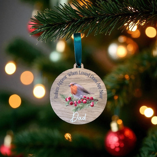 Robins Appear Personalised Oak Decoration