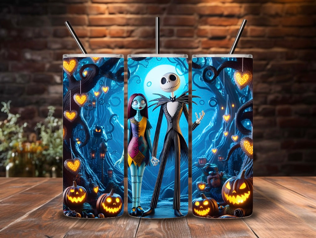 20oz Halloween Tumblers with metal straw image 3