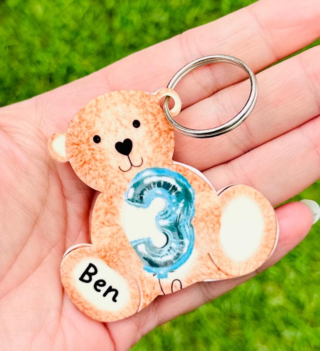 Birthday Balloon Bear Keyring image 1