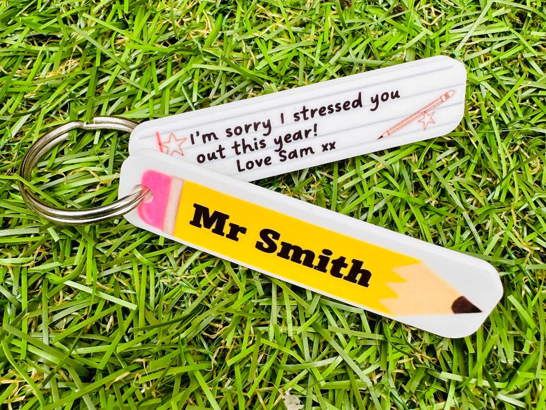 Personalised Teacher Pencil Fob Keyring image 2
